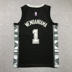 Youth Victor Wembanyama San Antonio Spurs #1 Black Statement Edition  Embroidered Jersey