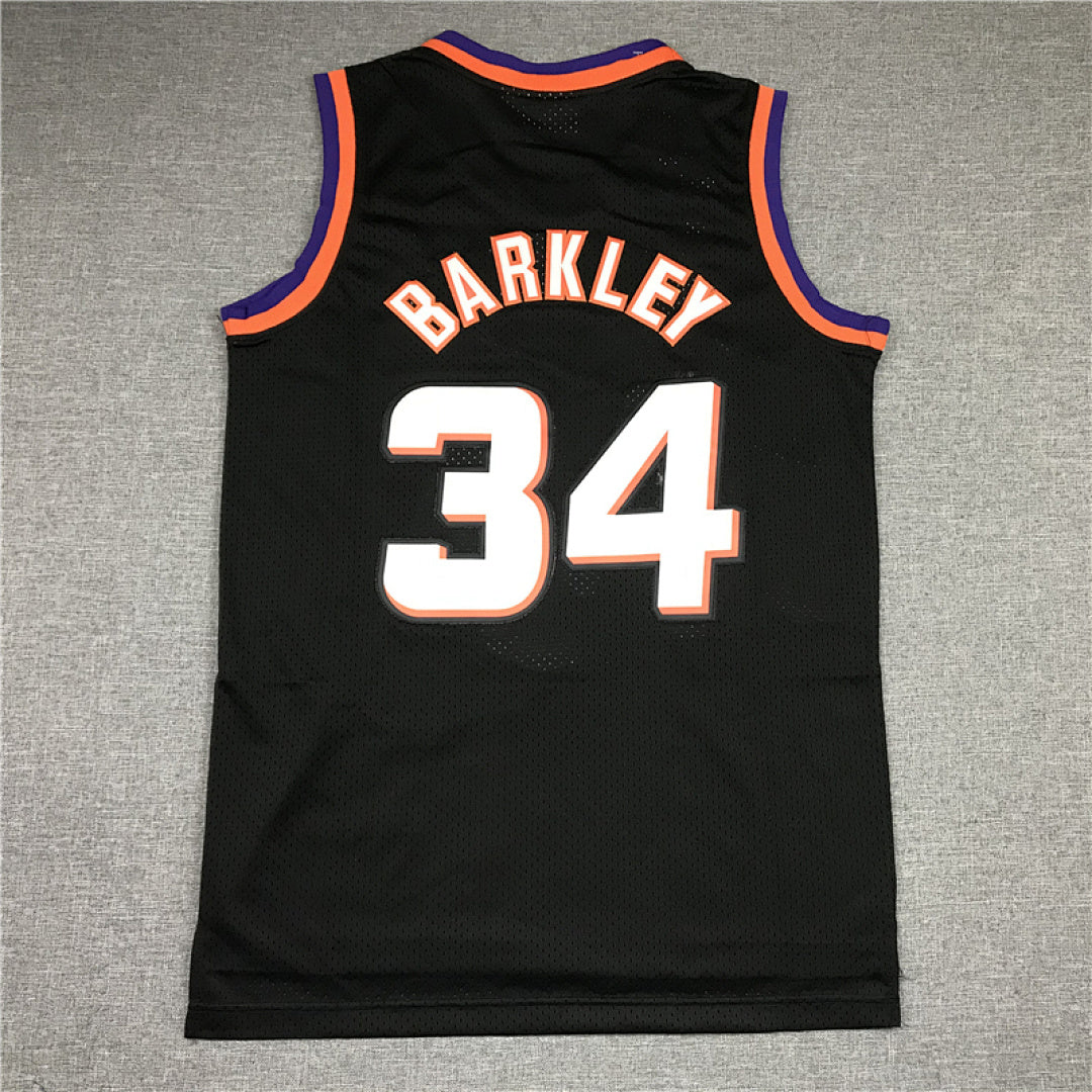 Charles Barkley #34 Phoenix Suns 1992-93 Black Throwback Embroidered Jersey