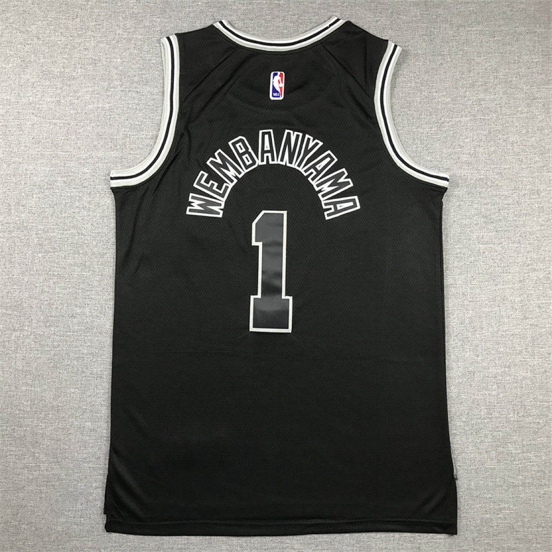 Victor Wembanyama #1 San Antonio Spurs Black City Edition Swingman Embroidered Jersey