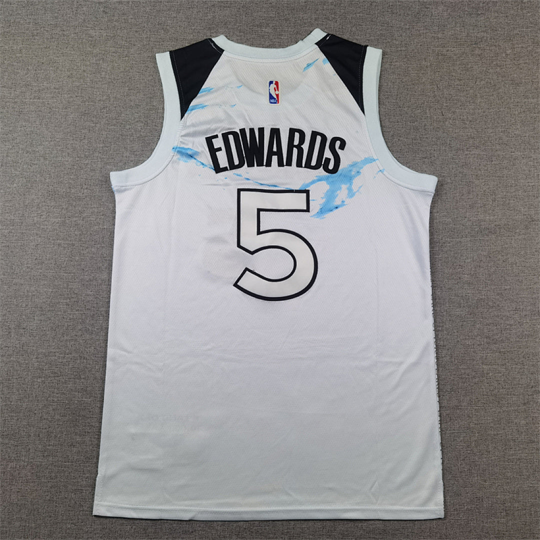 Anthony Edwards #5 Minnesota Timberwolves White City Edition Swingman Embroidered Jersey