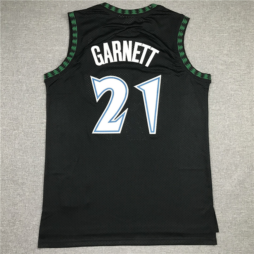 Kevin Garnett #21 Minnesota Timberwolves 1997-98 Black Throwback Embroidered Jersey