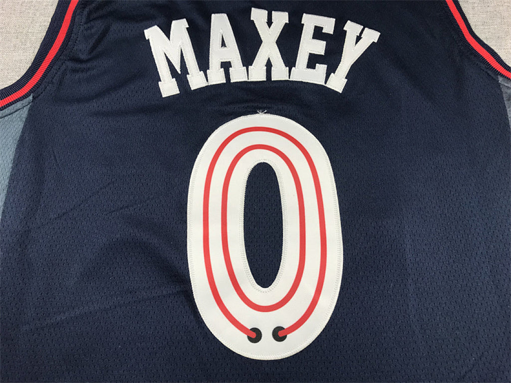 Tyrese Kendrid Maxey #0 Philadelphia 76ers 2024 Navy Blue City Edition Swingman Embroidered Jersey