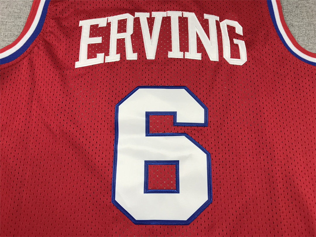Julius Erving #6 Philadelphia 76ers 1982-83 Retro Red Throwback Embroidered Jersey
