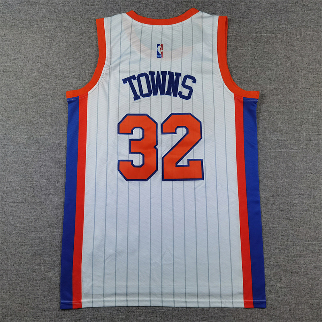 Karl-Anthony Towns#32 New York Knicks 2025 White City Edition Swingman Embroidered Jersey