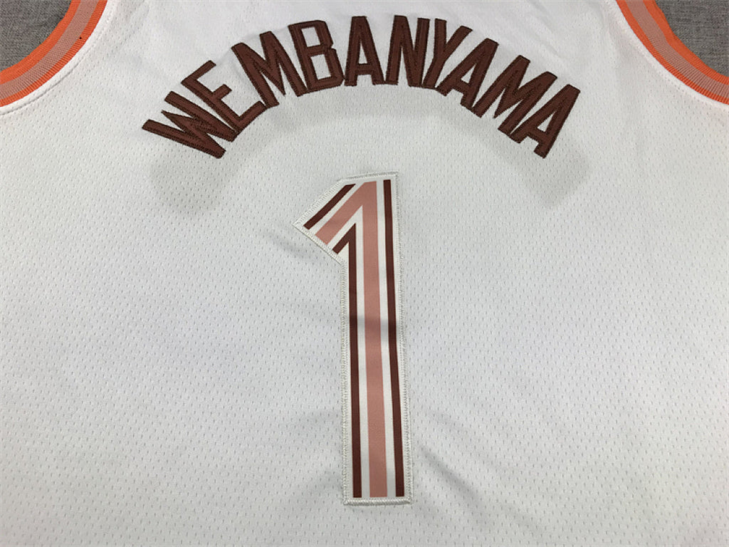 Victor Wembanyama #1 San Antonio Spurs White City Edition Swingman Embroidered Jersey