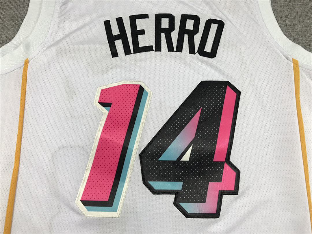 Tyler Herro# 14 Miami Heat 2023 White City Edition Swingman Embroidered Jersey