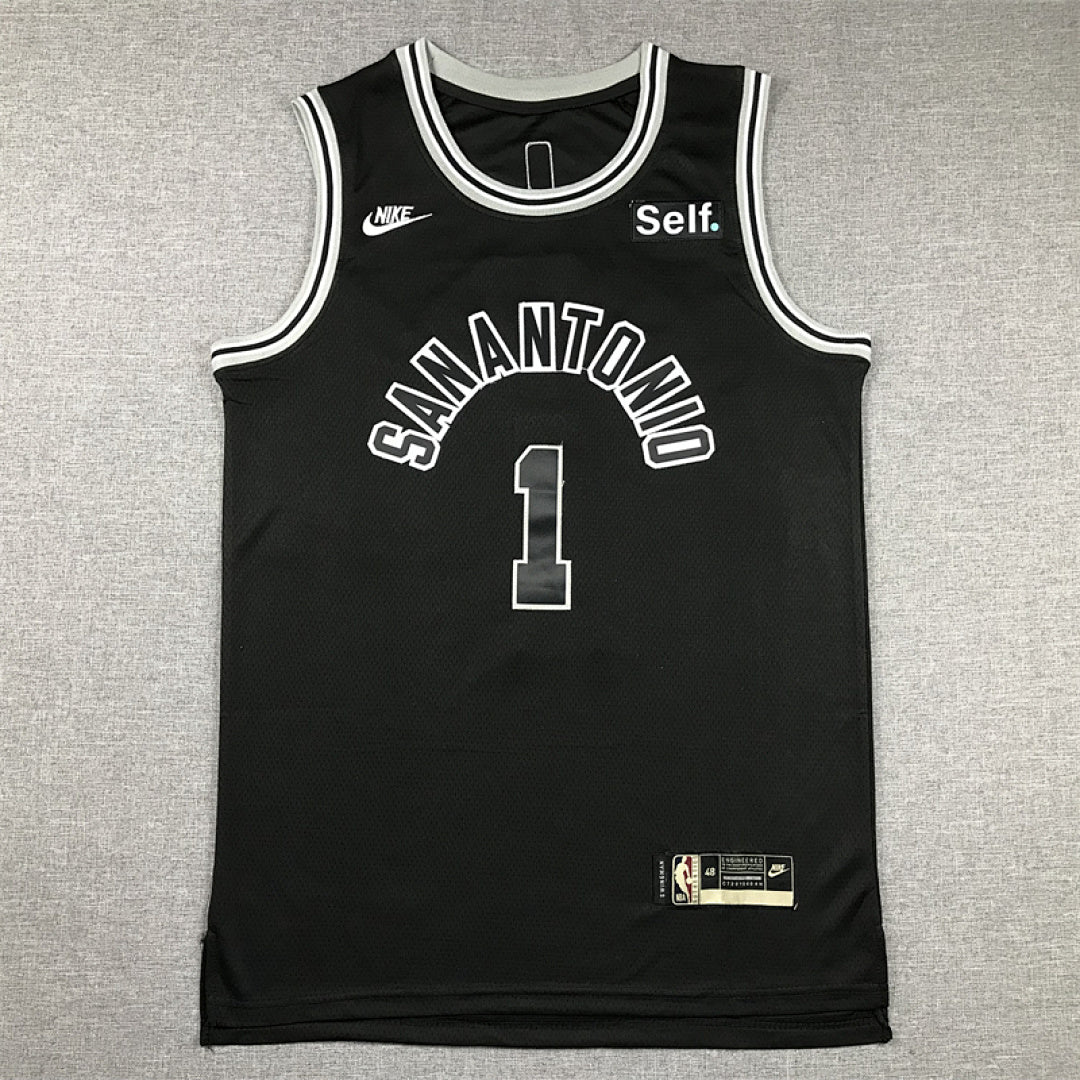 Victor Wembanyama #1 San Antonio Spurs Black City Edition Swingman Embroidered Jersey