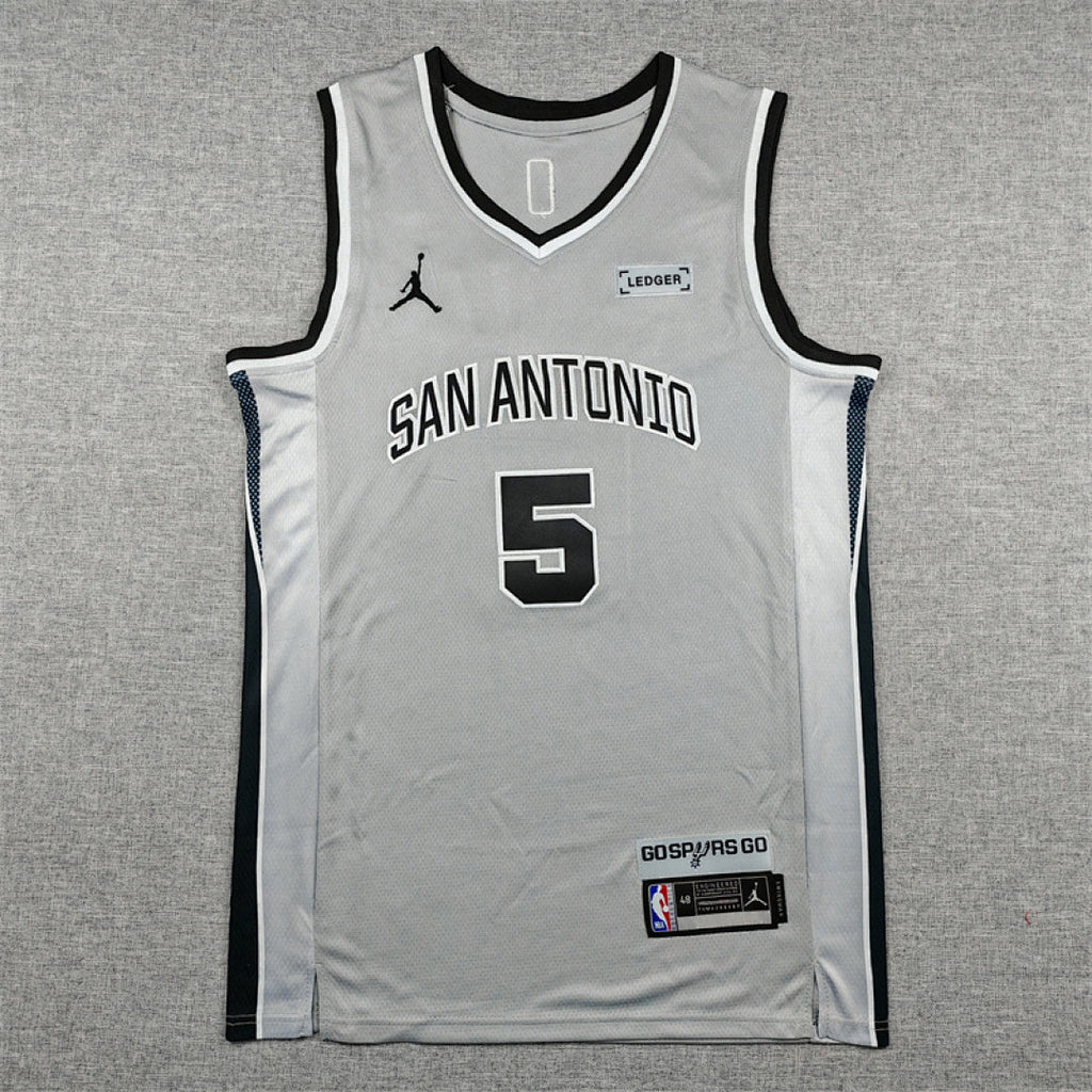 Stephon Castle #5 San Antonio Spurs Grey City Edition Swingman Embroidered Jersey