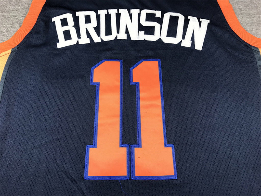Jalen Brunson#11 New York Knicks Navy Blue City Edition Swingman Embroidered Jersey
