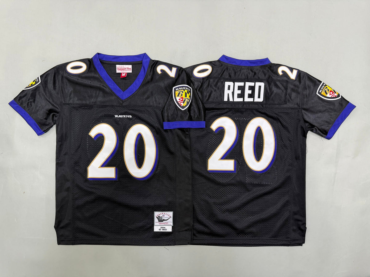 Youth Ed Reed Baltimore Ravens #20 Black Retro Embroidered Jersey