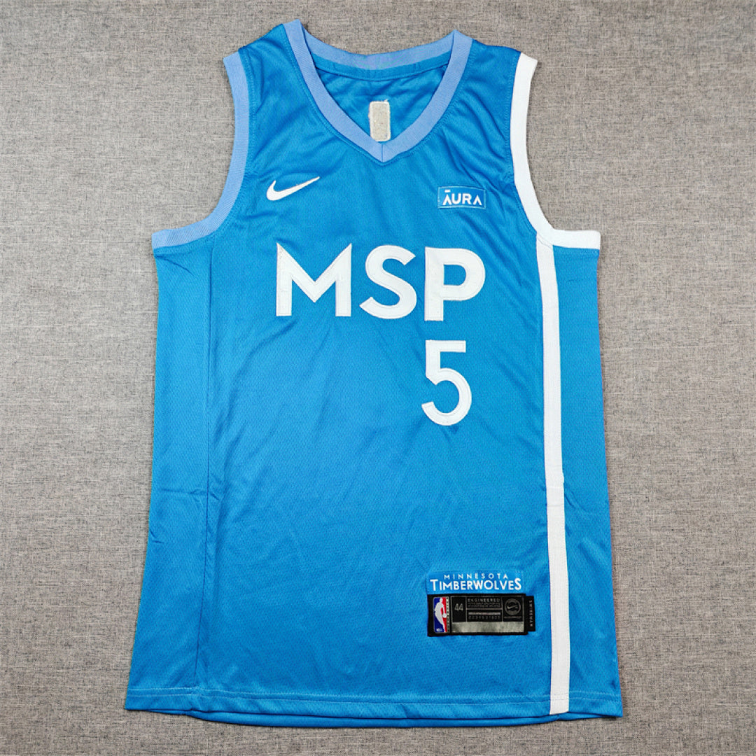Anthony Edwards #5 Minnesota Timberwolves Light Blue City Edition Swingman Embroidered Jersey
