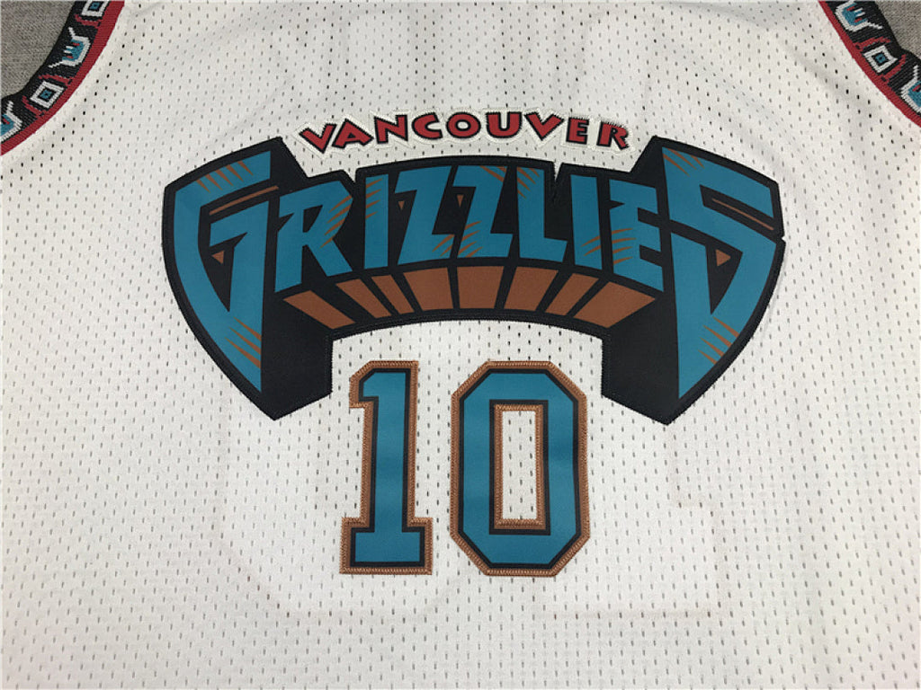Mike Bibby# 10 Memphis Grizzlies 1998-99 White Throwback Embroidered Jersey