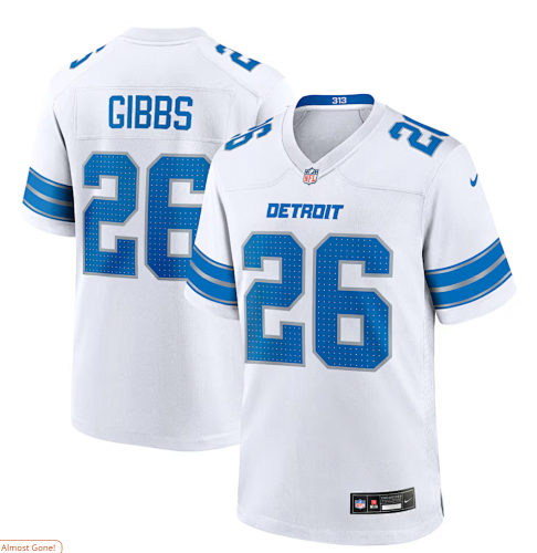 Jahmyr Gibbs #26 Detroit Lions White Jersey