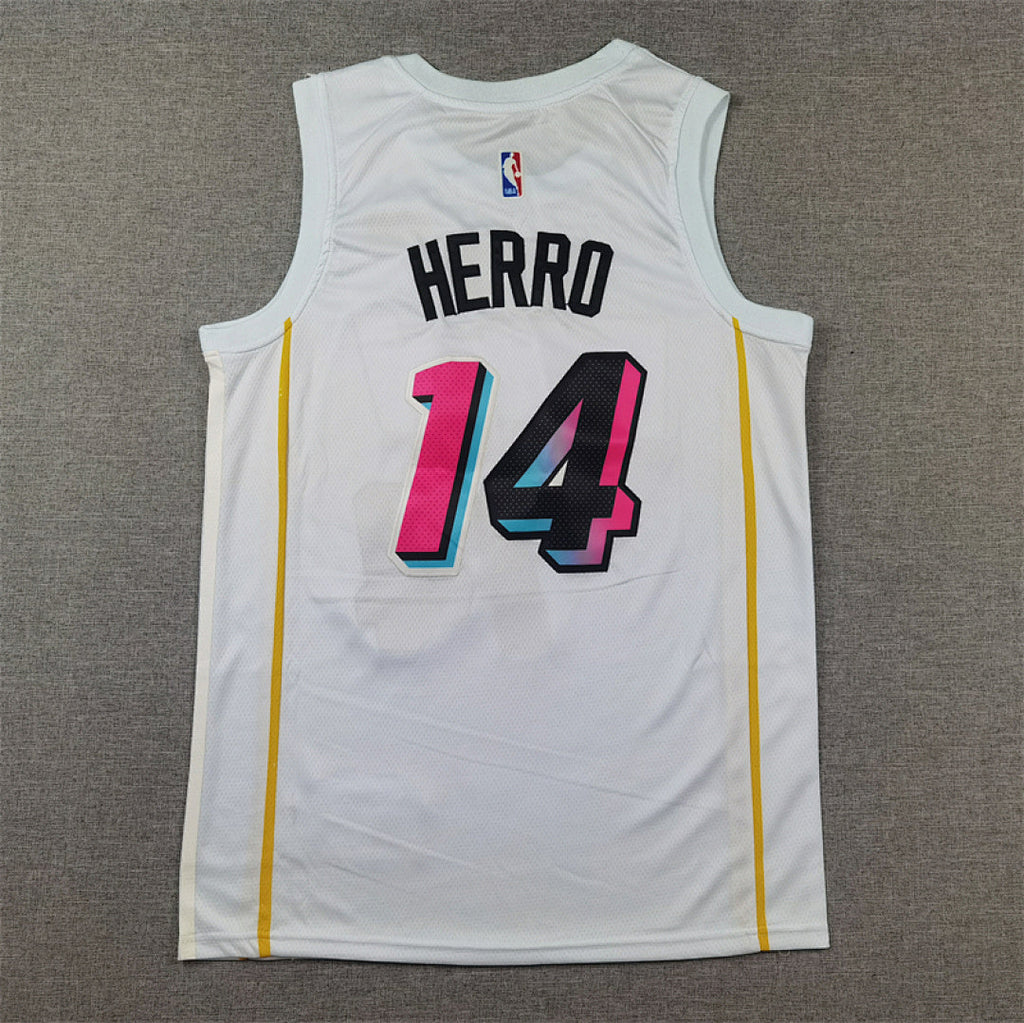 Tyler Herro# 14 Miami Heat 2023 White City Edition Swingman Embroidered Jersey