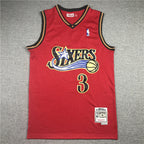 Allen Ezail Iverson #3 Philadelphia 76ers 1999-00 Red Throwback Embroidered Jersey