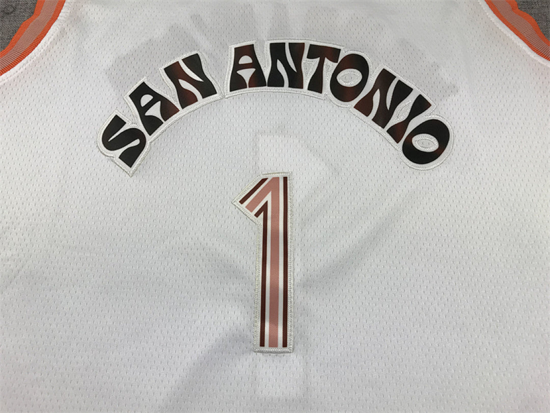 Victor Wembanyama #1 San Antonio Spurs White City Edition Swingman Embroidered Jersey