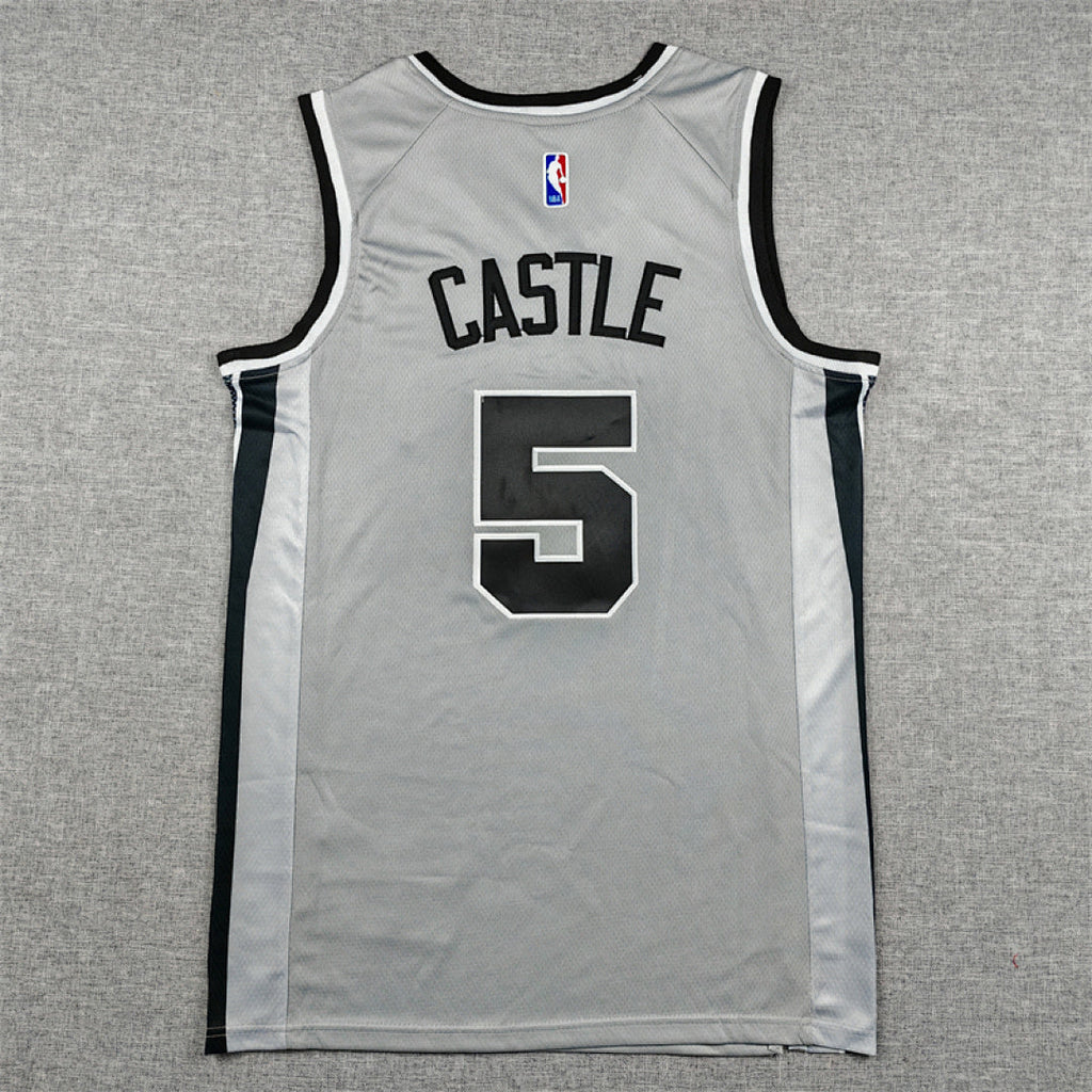 Stephon Castle #5 San Antonio Spurs Grey City Edition Swingman Embroidered Jersey