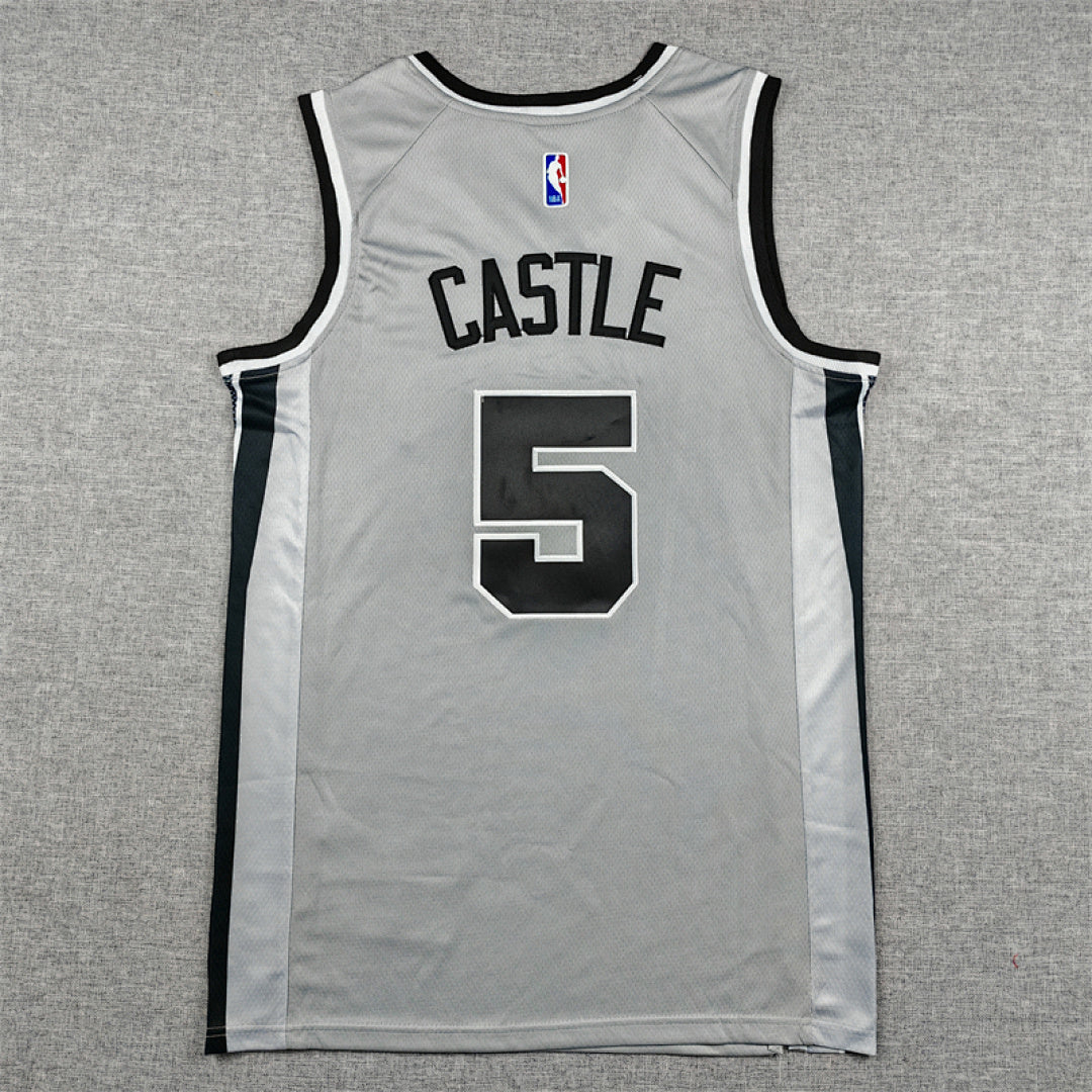 Stephon Castle #5 San Antonio Spurs Grey City Edition Swingman Embroidered Jersey