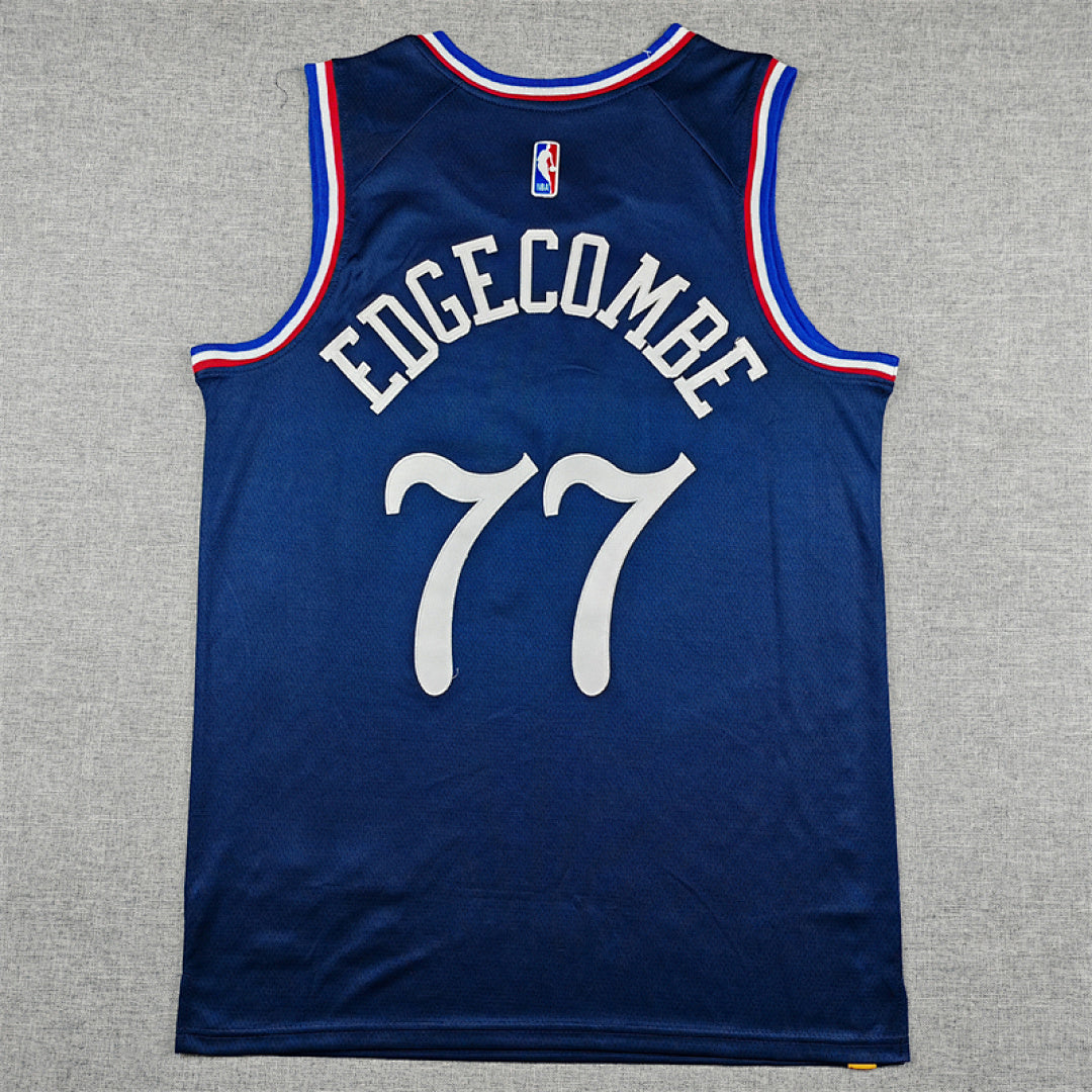 V. J. Edgecombe #77 Philadelphia 76ers Navy Blue City Edition Swingman Embroidered Jersey