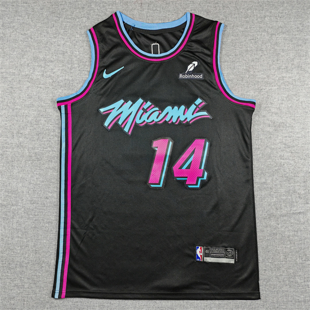 Tyler Herro# 14 Miami Heat Black City Edition Swingman Embroidered Jersey