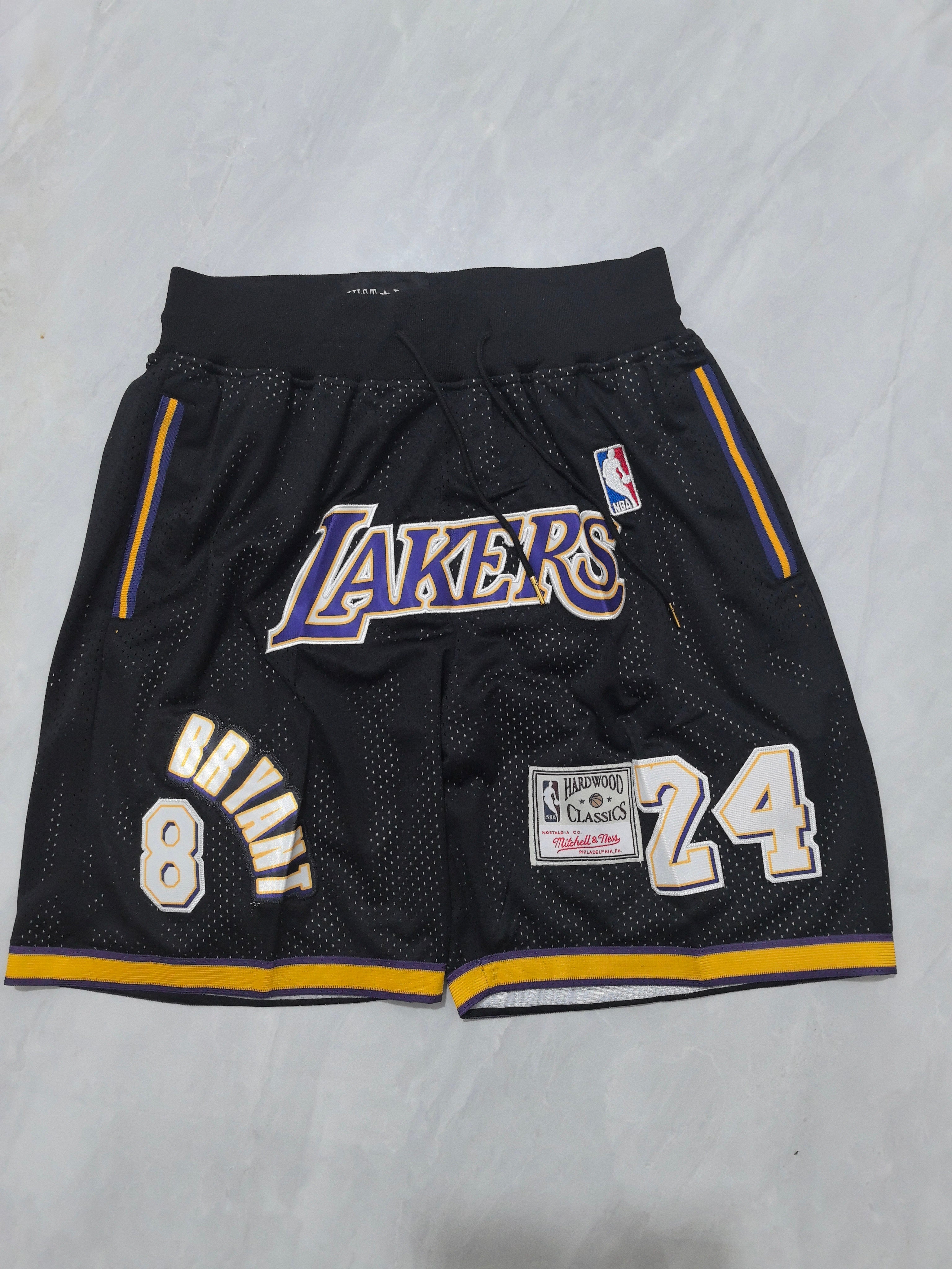 Los Angeles Lakers Black Retro Pocket Shorts #24