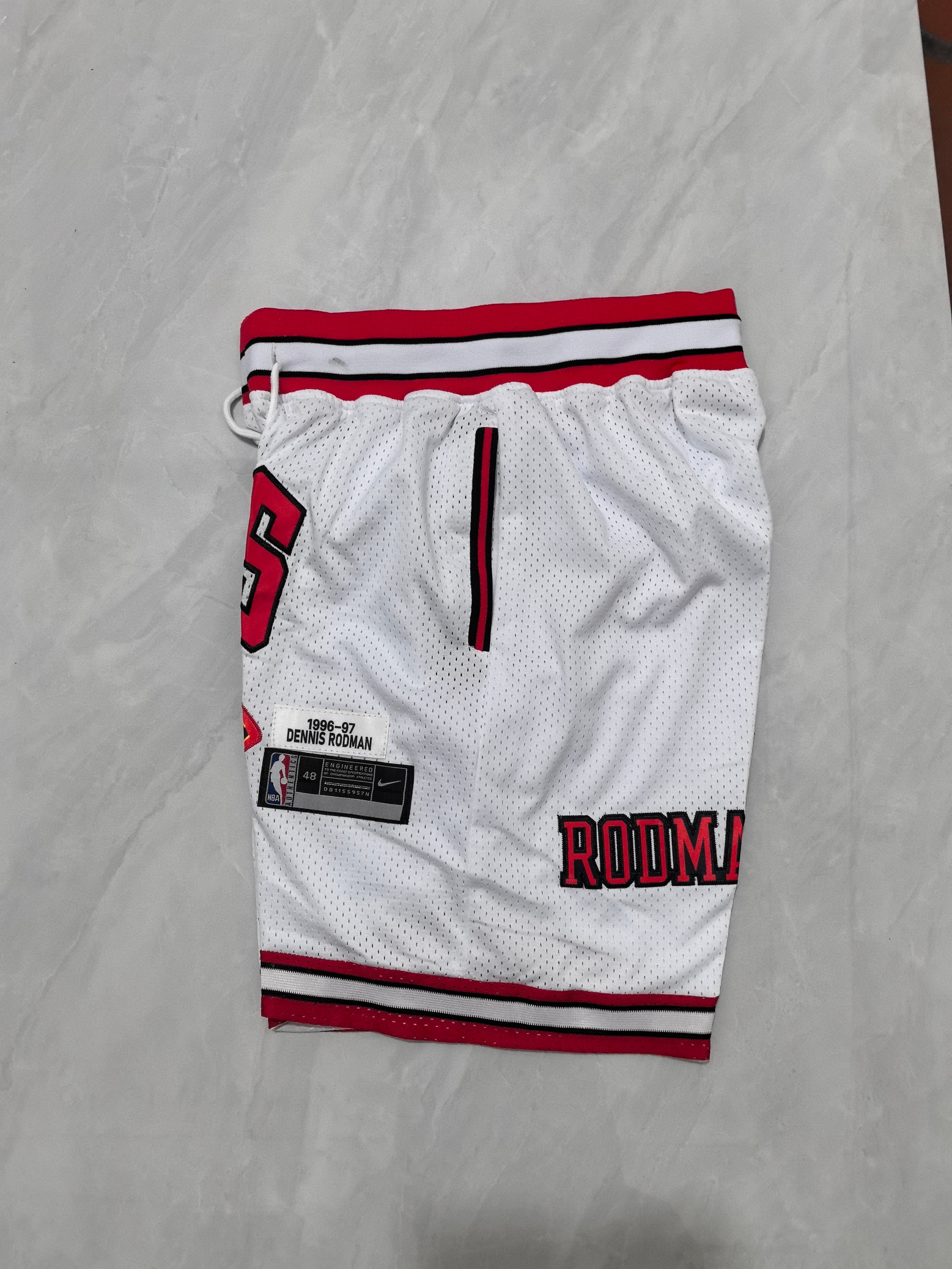 Chicago Bulls White Retro Pocket Basketball Shorts #91