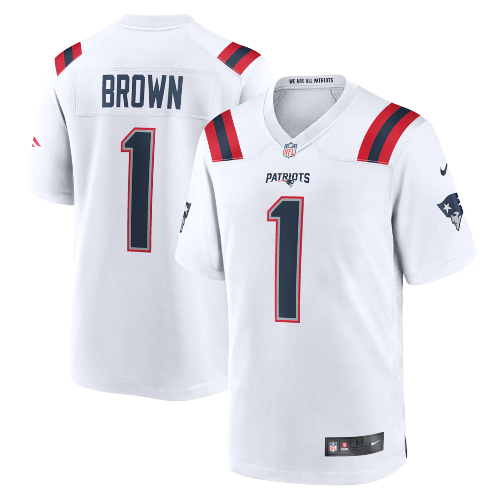 A.J. Brown #1 New England Patriots Jersey - White