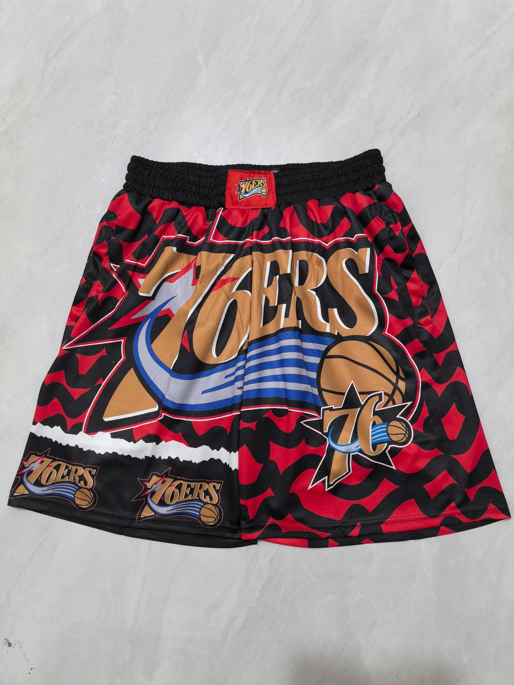 Philadelphia 76ers Black & Red heat transfer pocket shorts