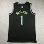 Zion Williamson# 1 New Orleans Pelicans Black City Edition Swingman Embroidered Jersey