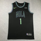 Zion Williamson# 1 New Orleans Pelicans Black City Edition Swingman Embroidered Jersey