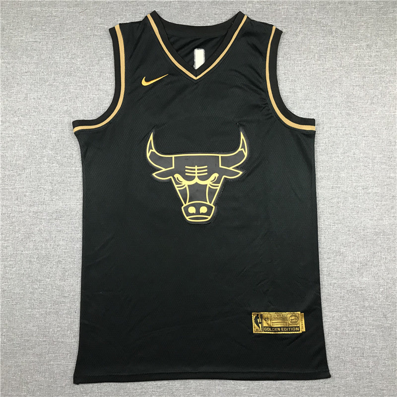 Chicago Bulls Michael Jordan #23 "Black & Gold" City Edition Swingman Jersey �C Embroidered