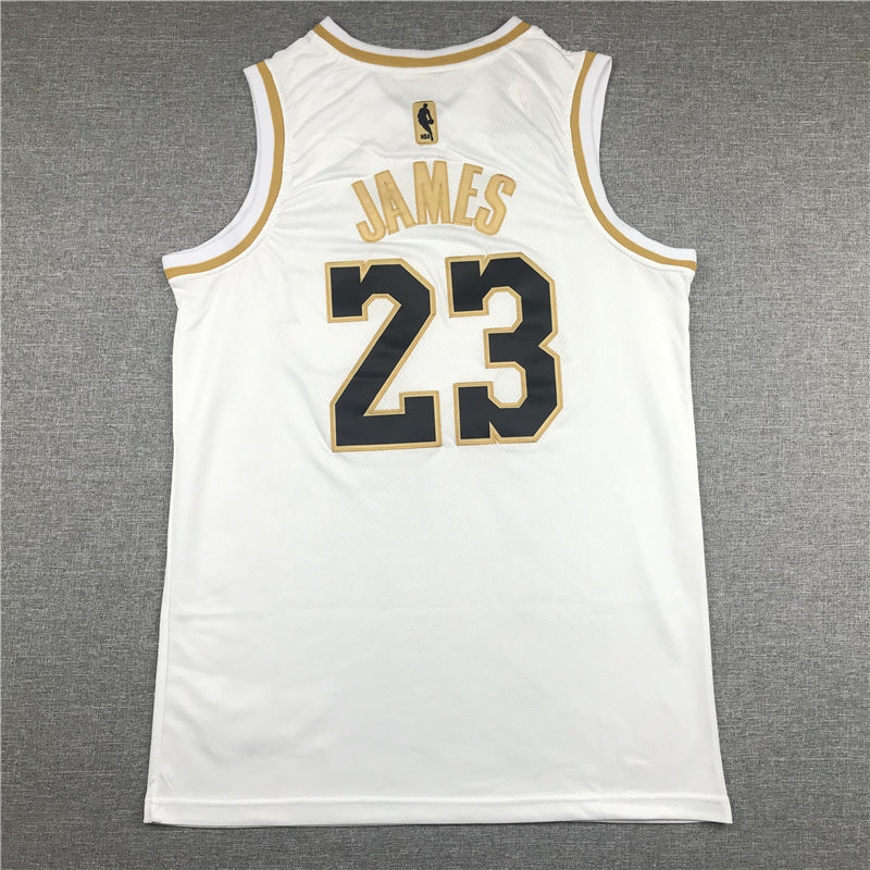 LeBron James #23 Los Angeles Lakers "White & Gold" City Edition Swingman Jersey ― Embroidered