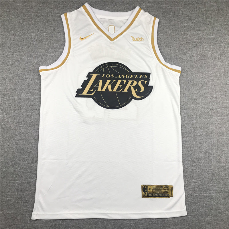 LeBron James #23 Los Angeles Lakers "White & Gold" City Edition Swingman Jersey ― Embroidered