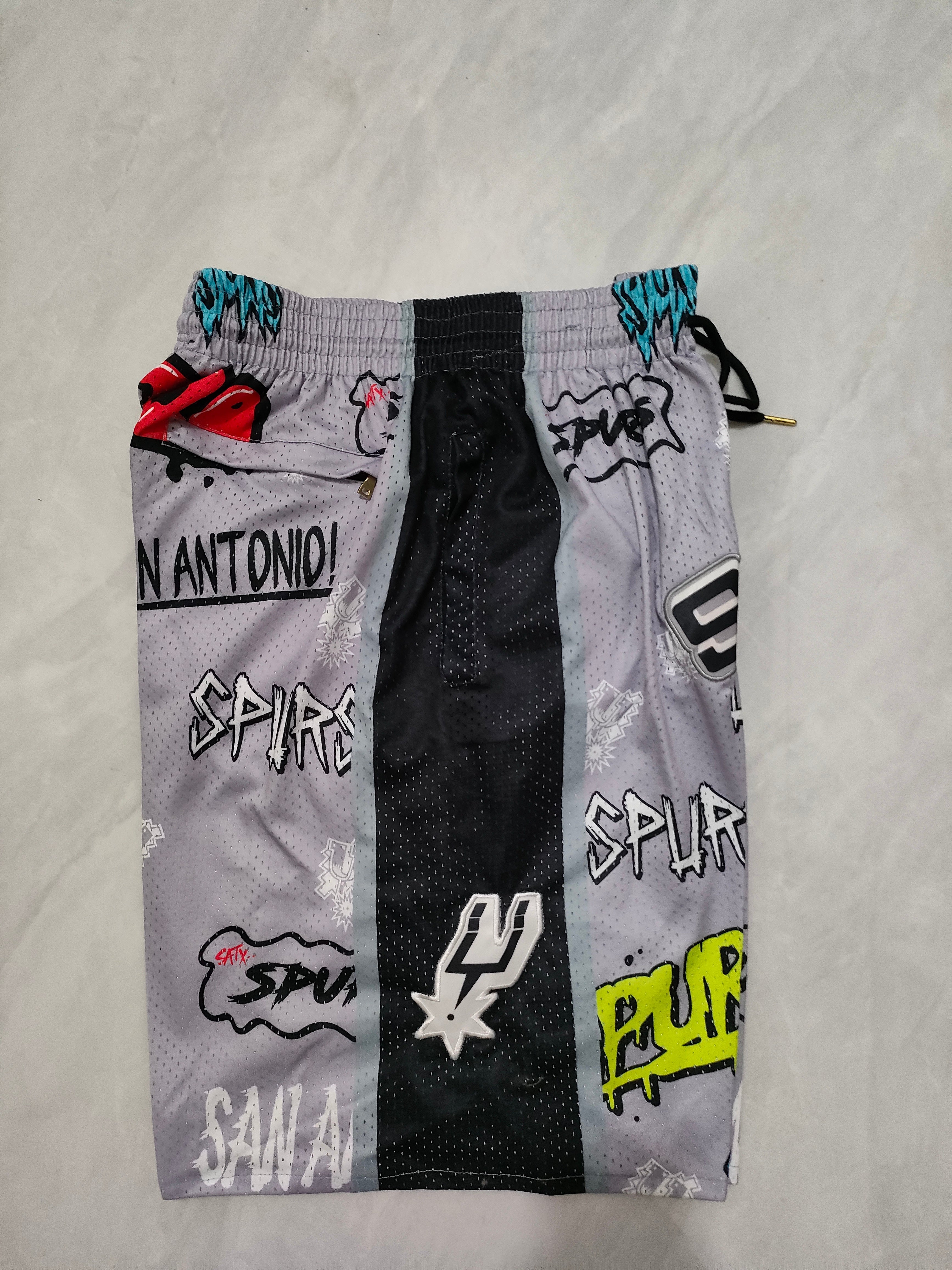 San Antonio Spurs Grey Graffiti Pocket Shorts