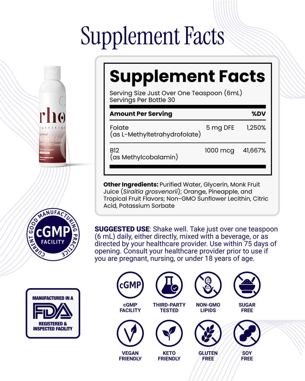 Liposomal Methylfolate 5-MTHF + B12 Complex (3 Pack)