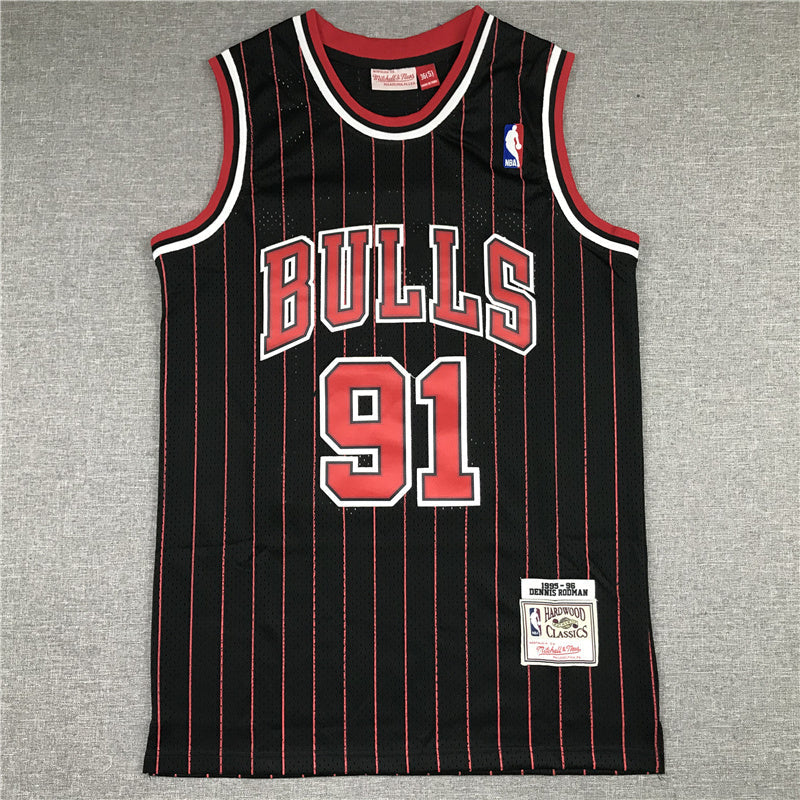 Chicago Bulls Dennis Rodman #91 1995-96 Throwback ― Embroidered