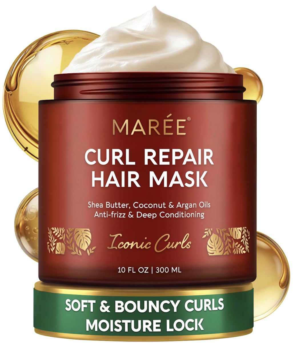 MAREE Deep Conditioning Hair Mask for Damaged Hair Treatment – Keratin Hair Care for Hydrating Growth Repair Moisturizing – Dry Curly Color Refreshing – 10 Fl Oz, Purple