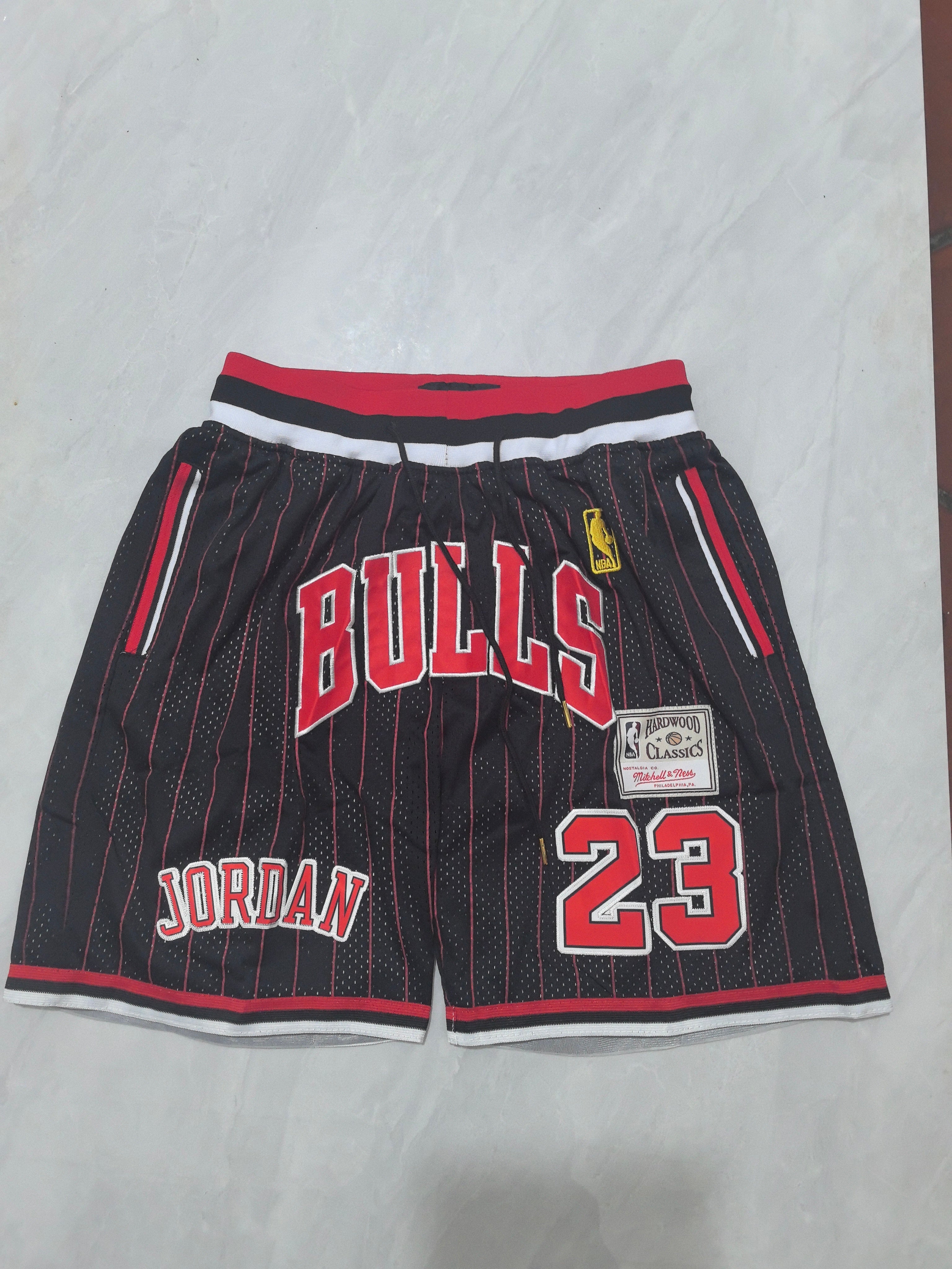 Chicago Bulls Black & Red Striped Retro Pocket Shorts