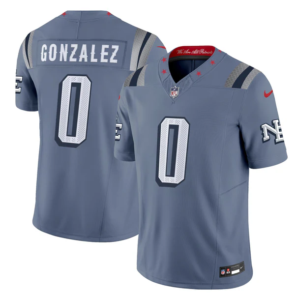 Christian Gonzalez #0 New England Patriots 2025 Rivalries Collection Vapor F.U.S.E. Limited Jersey