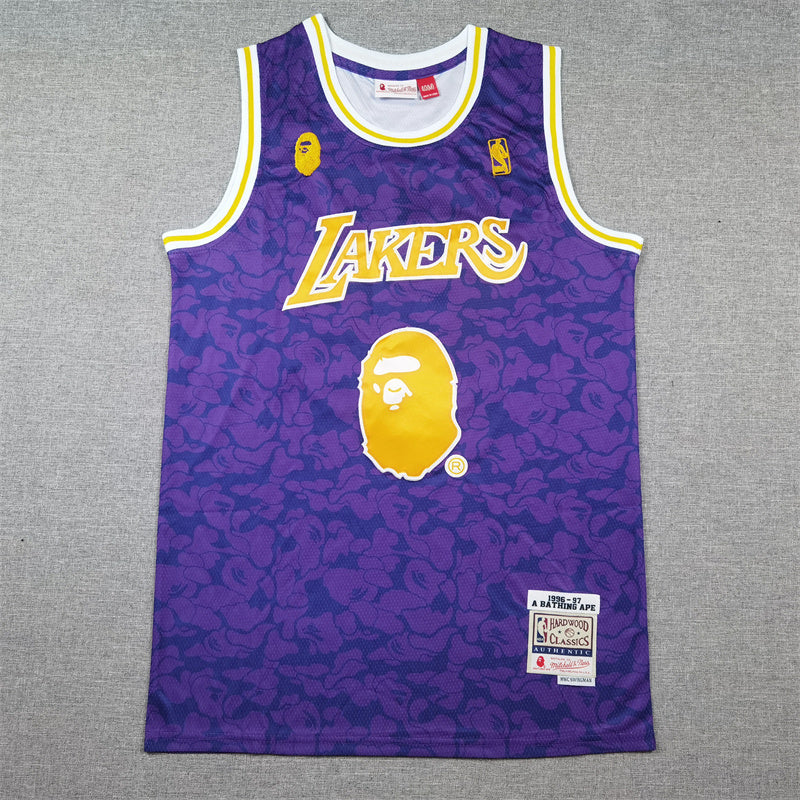 Los Angeles Lakers BAPE #93 1996-97 Throwback Embroidered Jersey