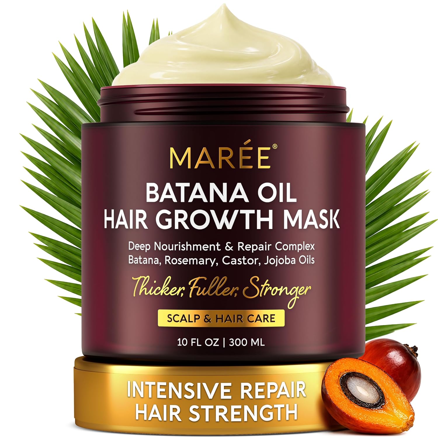 MAREE Deep Conditioning Hair Mask for Damaged Hair Treatment – Keratin Hair Care for Hydrating Growth Repair Moisturizing – Dry Curly Color Refreshing – 10 Fl Oz, Purple