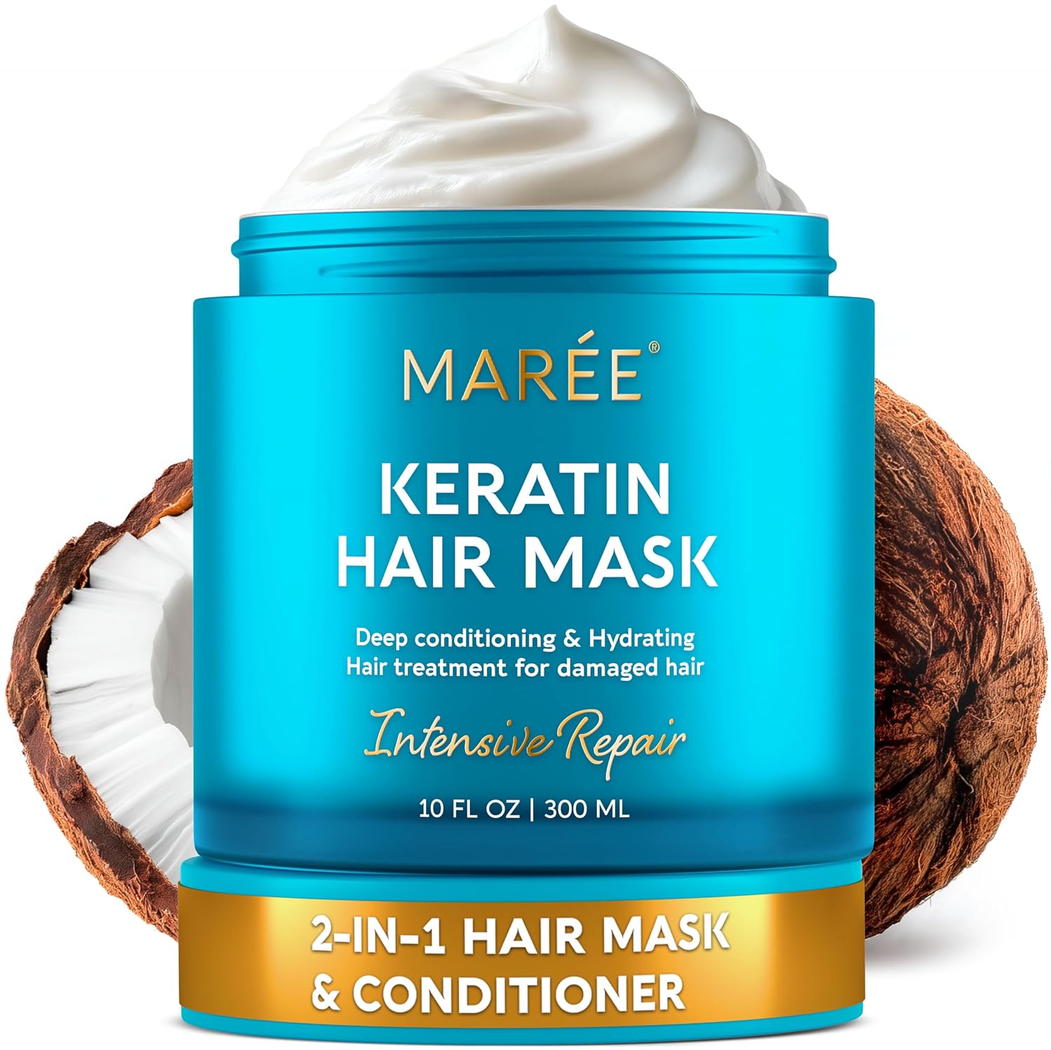 MAREE Deep Conditioning Hair Mask for Damaged Hair Treatment – Keratin Hair Care for Hydrating Growth Repair Moisturizing – Dry Curly Color Refreshing – 10 Fl Oz, Purple