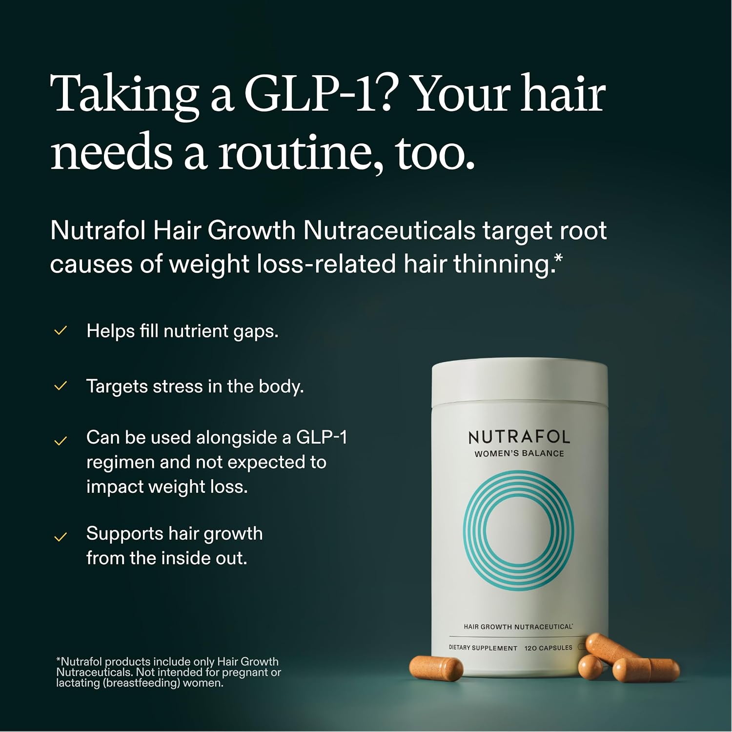 Nutrafol Women's Balance Hair Growth Supplements, Age 45+, 1-Month Pouch