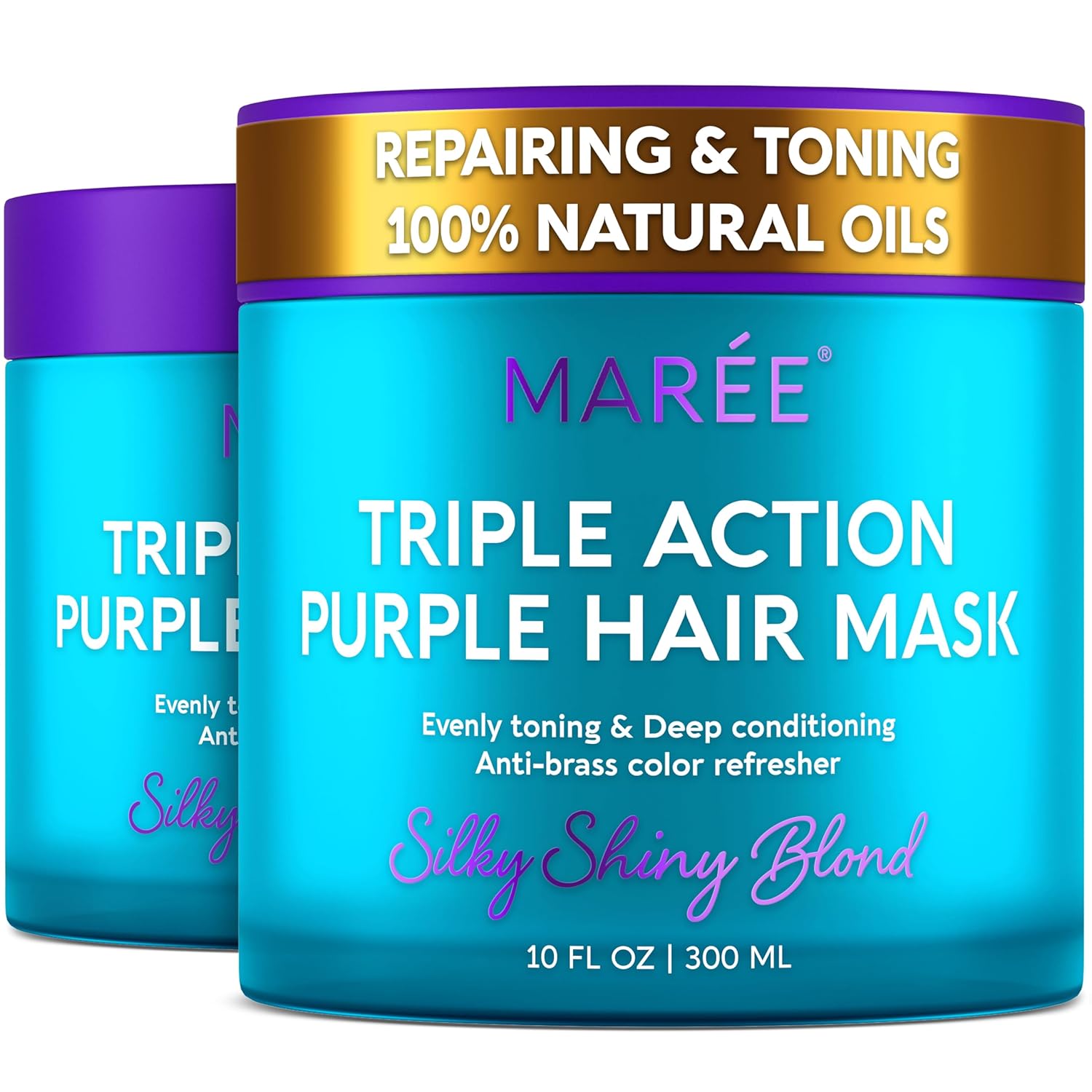 MAREE Deep Conditioning Hair Mask for Damaged Hair Treatment – Keratin Hair Care for Hydrating Growth Repair Moisturizing – Dry Curly Color Refreshing – 10 Fl Oz, Purple