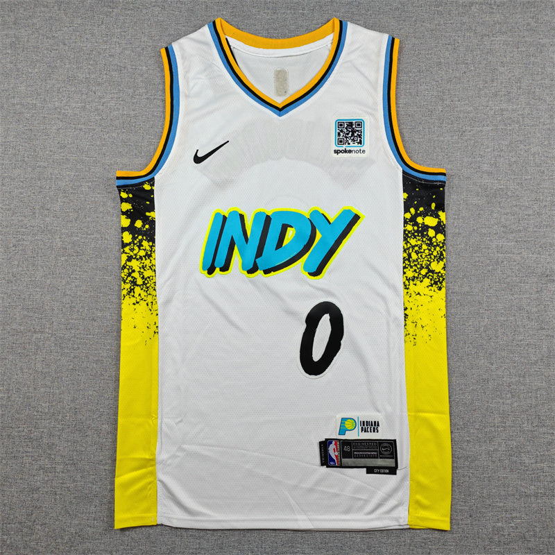 Indiana Pacers Tyrese Haliburton #0 2024 City Edition Swingman Jersey - Embroidered