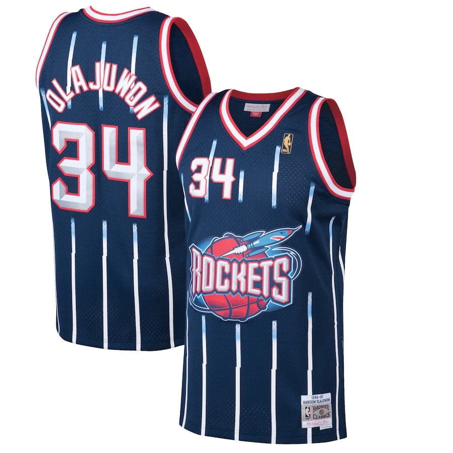 Houston Rockets Hakeem Olajuwon #34 1996-97 Throwback ！ Embroidered Jersey