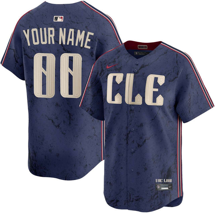 Custom Cleveland Guardians City Connect Jersey - Navy