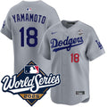 Yoshinobu Yamamoto Los Angeles Dodgers Alternate Road Limited 2025 World Series Jersey - Gray
