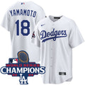 Yoshinobu Yamamoto Los Angeles Dodgers Home World Series Champions Jersey - White