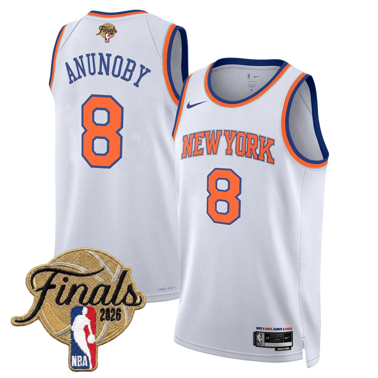 OG Anunoby #8 New York Knicks 2026 Finals Swingman White Jersey - All Stitched